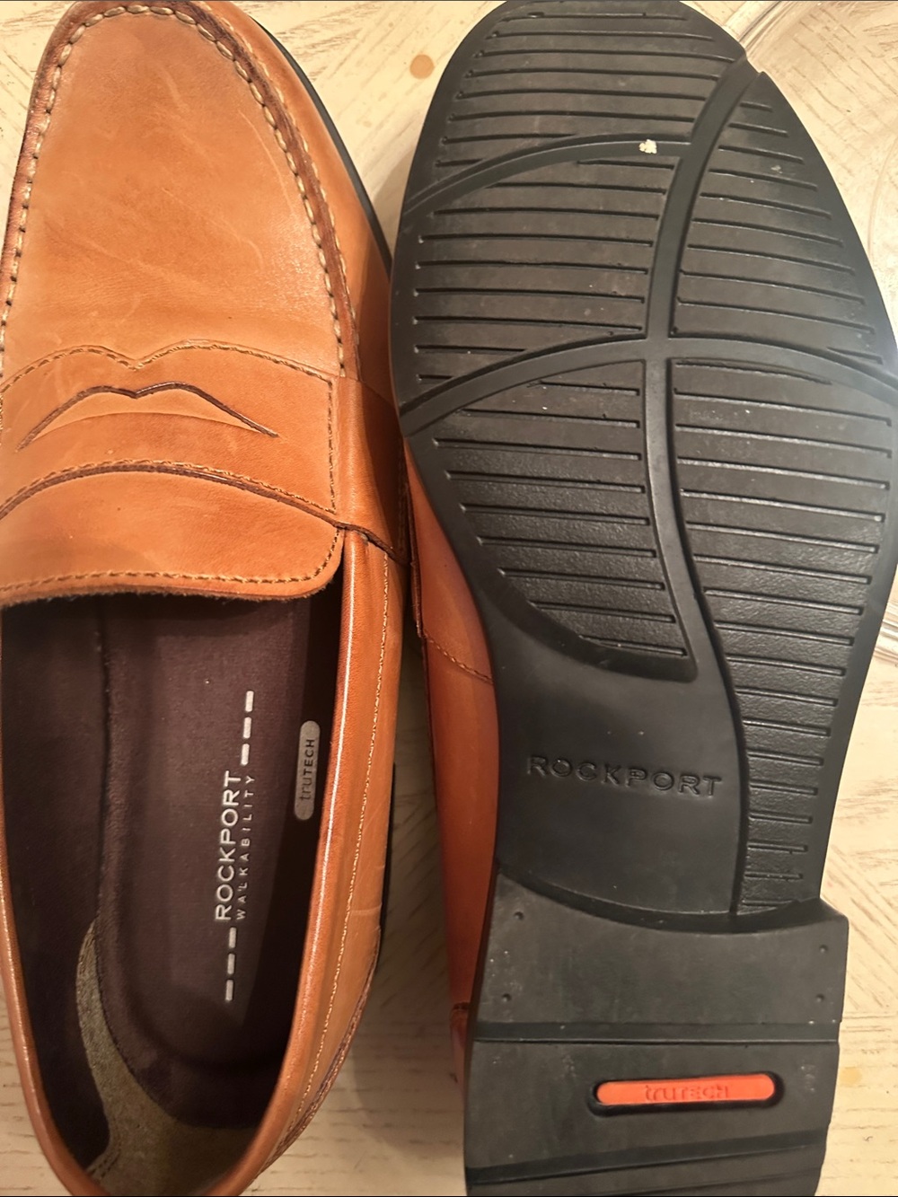 Rockport Brown Leather Penny Loafers - Slip-On Dress Casual - Picture 6 of 6
